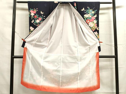 平和屋着物[]七五三　女の子　７歳　祝着　四つ身　駒刺繍　舞蝶花車文　金彩　逸品　DAAR1386jm