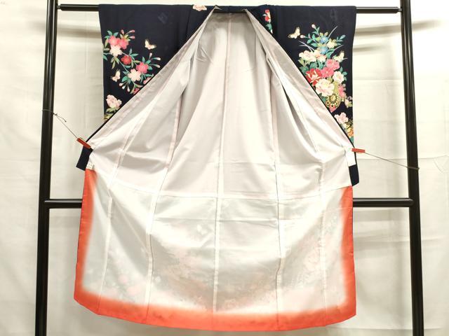 平和屋着物[]七五三　女の子　７歳　祝着　四つ身　駒刺繍　舞蝶花車文　金彩　逸品　DAAR1386jm