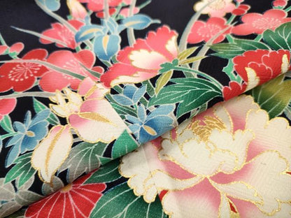 平和屋着物[]七五三　女の子　７歳　祝着　四つ身　駒刺繍　舞蝶花車文　金彩　逸品　DAAR1386jm
