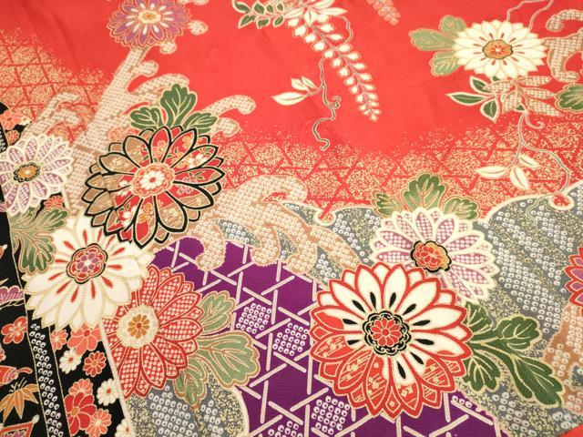 平和屋着物[]七五三　女の子　７歳　祝着　四つ身　道長花文　金彩　逸品　DAAR1389jm