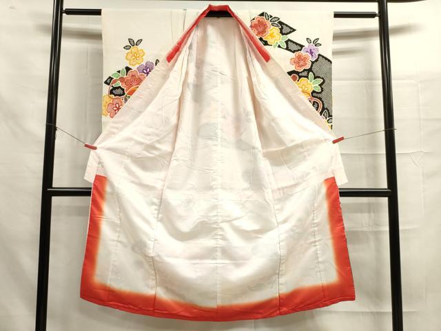 平和屋着物[]七五三　女の子　７歳　祝着　四つ身　駒刺繍　鞠花文　金彩　洗える着物　DAAR1396jm