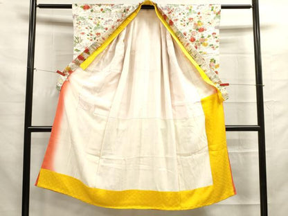 平和屋着物[]七五三　女の子　７歳　祝着　四つ身　草花文　金彩　鈴乃屋扱い　逸品　DAAR1434jm
