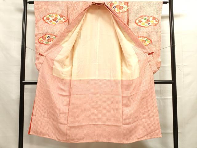 平和屋着物[]七五三　女の子　７歳　祝着　四つ身　絞り　雲取り花文　金彩　逸品　DAAR1451jm