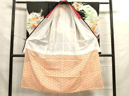 平和屋着物[]七五三　女の子　７歳　祝着　四つ身　駒刺繍　草花文　金彩　洗える着物　DAAR1455jm