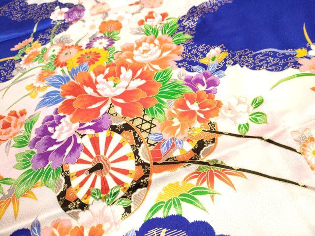 平和屋着物[]七五三　女の子　７歳　祝着　四つ身　花車文　暈し染め　金彩　洗える着物　DAAR1461jm