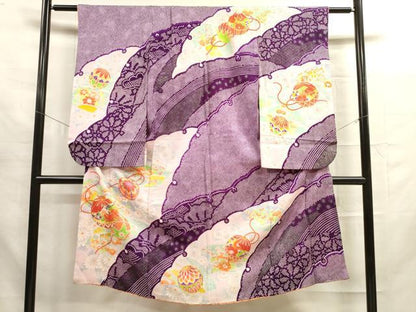 平和屋着物[]七五三　女の子　７歳　祝着　四つ身　駒刺繍　鞠花文　金彩　洗える着物　DAAR1463jm