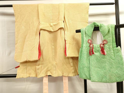 平和屋着物[]七五三　女の子　３歳　祝着　三つ身　被布セット　総絞り　逸品　DAAR1467jm