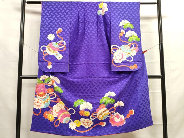 平和屋着物∵女の子 十三参り 子供 鞠花松文 金彩 逸品 DAAR1476jm