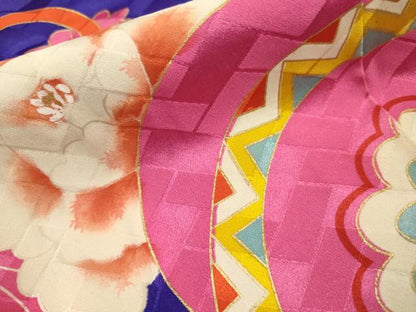 平和屋着物∵女の子 十三参り 子供 鞠花松文 金彩 逸品 DAAR1476jm