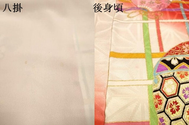 平和屋着物∵女の子　十三参り　子供　鈴花文　暈し染め　金彩　逸品　DAAR1496jm