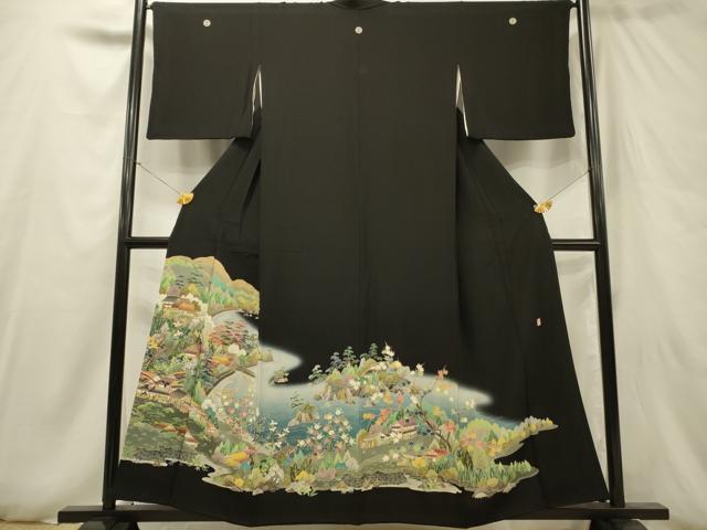 平和屋着物■豪華黒留袖 作家物 風景文 正絹 逸品 DAAR3231zy