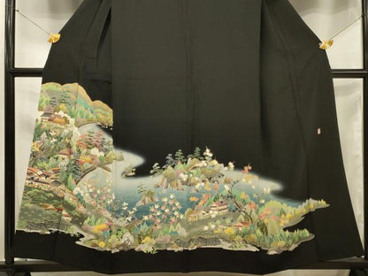 平和屋着物■豪華黒留袖 作家物 風景文 正絹 逸品 DAAR3231zy
