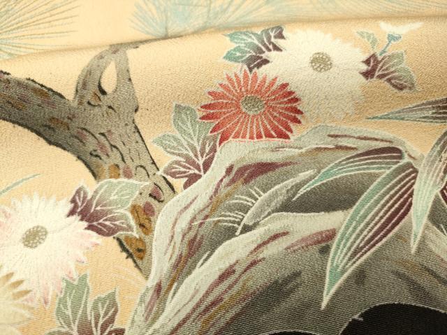 平和屋着物■豪華黒留袖　駒刺繍　群鶴花松文　正絹　逸品　DAAR3238zy