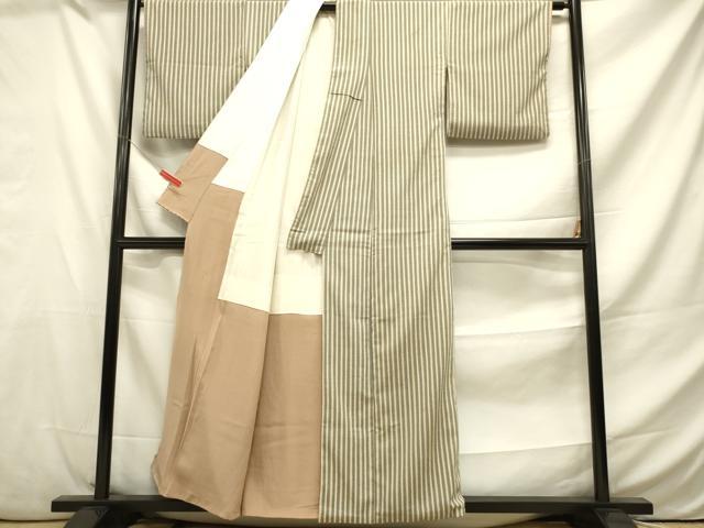 平和屋着物■上質なお召　縞　正絹　逸品　DAAR3445zy