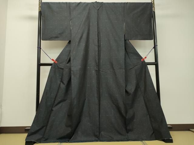 平和屋着物○本場大島紬 久野織物謹製 花唐草文 証紙付き 正絹 逸品