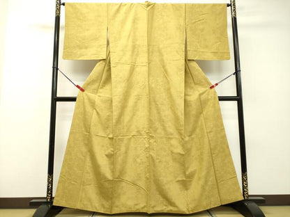 平和屋着物●本場真綿絢結城紬織　80山亀甲　蔦の葉文　背抜き仕立て　認定証付き　正絹　逸品　DAAR4300tw
