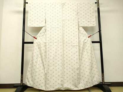 平和屋着物●上質な紬 麻の葉文様 正絹 逸品 DAAR4306tw