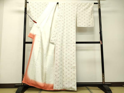 平和屋着物●上質な紬 麻の葉文様 正絹 逸品 DAAR4306tw