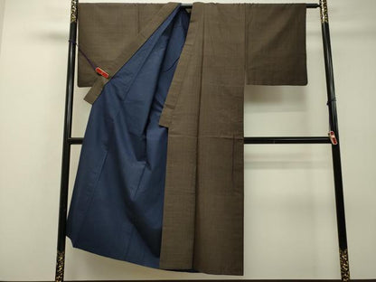平和屋着物●男性 紬 格子 正絹 逸品 DAAR4315tw