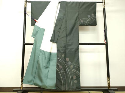 平和屋着物●本場縞大島紬 訪問着 作家物 曲水 正絹 逸品 DAAR4319tw