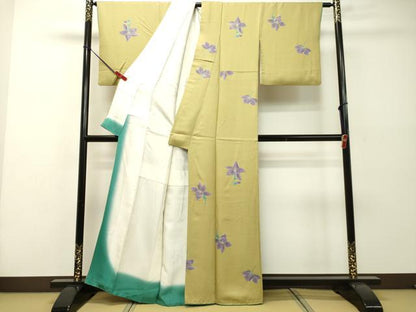 平和屋着物●上質な小紋　草花文　金彩　正絹　逸品　DAAR4325tw