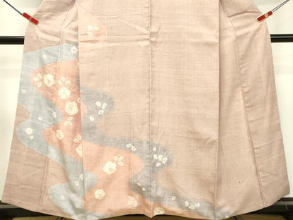 平和屋着物●訪問着 紬地 絞り 流水花文 正絹 逸品 DAAR4326tw