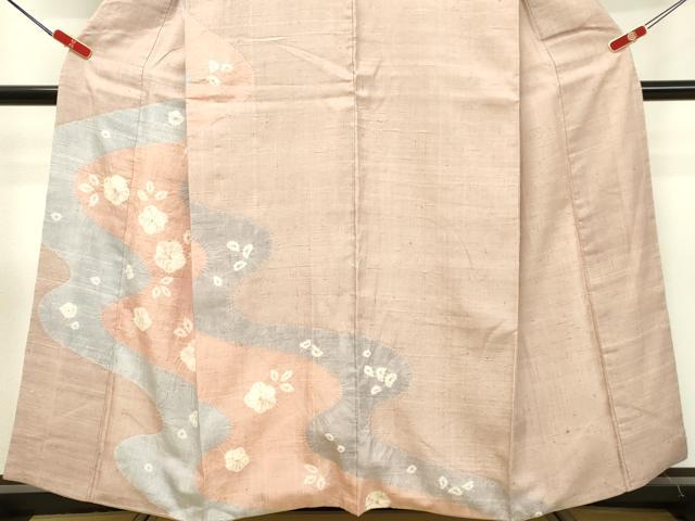 平和屋着物●訪問着 紬地 絞り 流水花文 正絹 逸品 DAAR4326tw