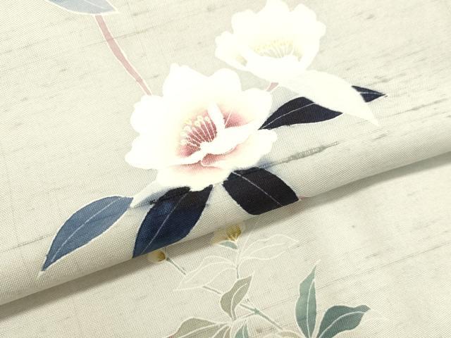 平和屋着物●訪問着 友禅 作家物 紬地 枝花文 正絹 逸品 DAAR4327tw