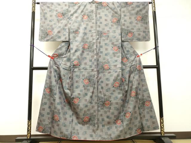 平和屋着物●本場大島紬 7マルキ 草花文 正絹 逸品 DAAR4330tw