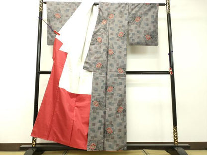 平和屋着物●本場大島紬 7マルキ 草花文 正絹 逸品 DAAR4330tw
