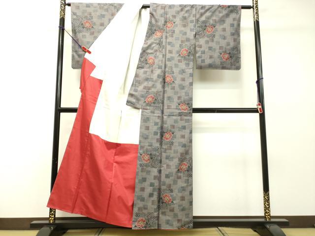 平和屋着物●本場大島紬 7マルキ 草花文 正絹 逸品 DAAR4330tw