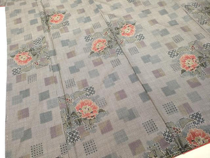 平和屋着物●本場大島紬 7マルキ 草花文 正絹 逸品 DAAR4330tw