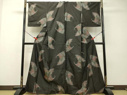 平和屋着物●本場大島紬　9マルキ　地空き　孔雀　正絹　逸品　未使用　DAAR4341tw
