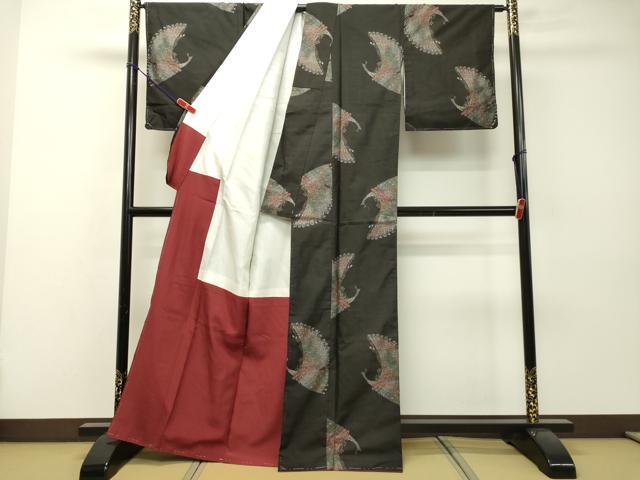 平和屋着物●本場大島紬　9マルキ　地空き　孔雀　正絹　逸品　未使用　DAAR4341tw