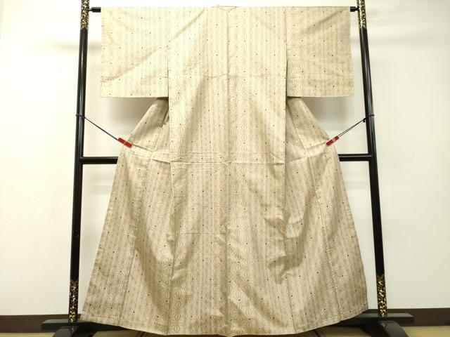 平和屋着物●上質な紬 麻の葉文様 正絹 逸品 未使用 DAAR4342tw
