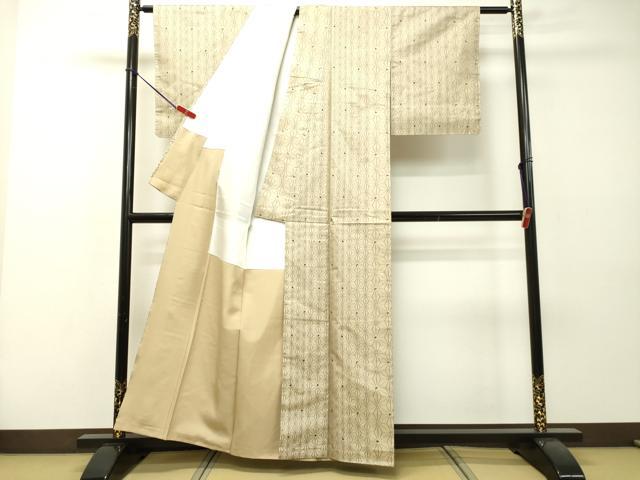 平和屋着物●上質な紬 麻の葉文様 正絹 逸品 未使用 DAAR4342tw