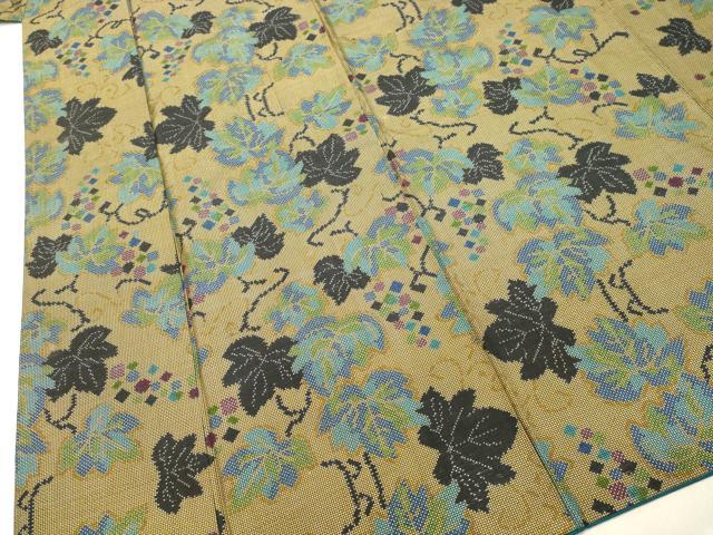 平和屋着物●本場大島紬　7マルキ　葡萄蔦の葉文　正絹　逸品　DAAR4346tw