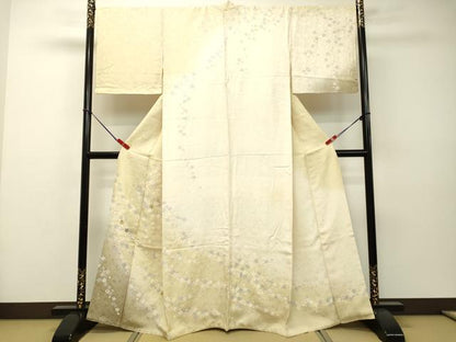 平和屋着物●訪問着　刺繍　枝垂れ桜　暈し染め　金糸　さが美扱い　正絹　逸品　DAAR4351tw