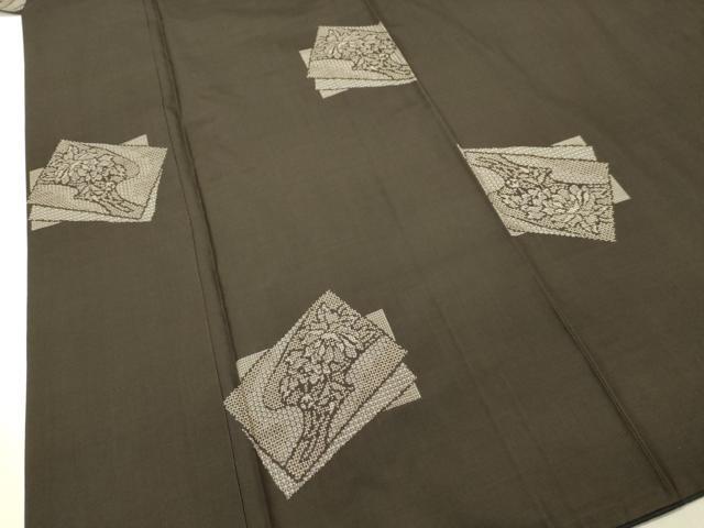 平和屋着物●本場大島紬　割り込み絣　地空き　色紙重ね花文　正絹　逸品　DAAR4407tw
