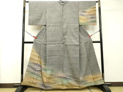 平和屋着物●訪問着 紬地 霞文 暈し染め 正絹 逸品 DAAR4413tw