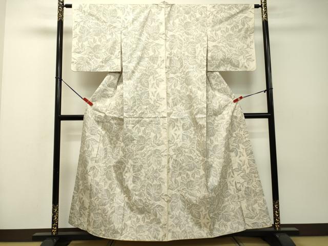 平和屋着物●本場大島紬　白大島　7マルキ　草葉文　正絹　逸品　DAAR4421tw