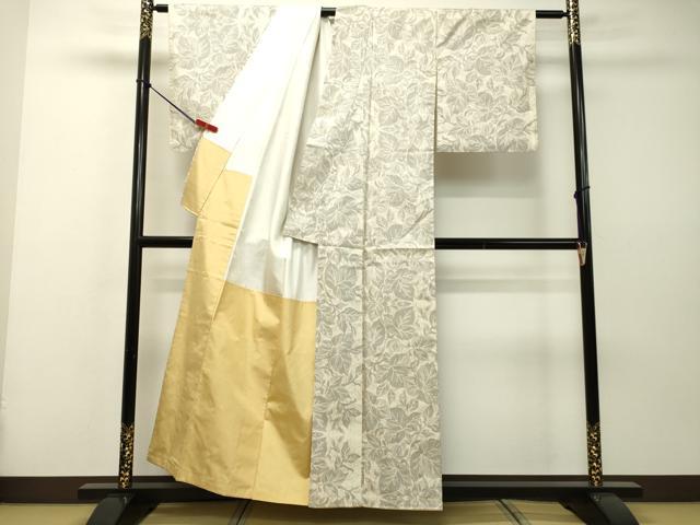 平和屋着物●本場大島紬　白大島　7マルキ　草葉文　正絹　逸品　DAAR4421tw
