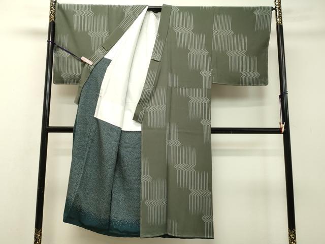 平和屋着物●男性　小紋　幾何学文様　正絹　逸品　未使用　DAAR4436tw