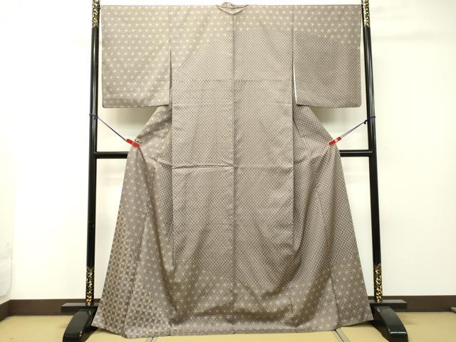 平和屋着物●訪問着 花織 麻の葉文様 格子 京都きもの友禅扱い 正絹 逸品 DAAR4446tw
