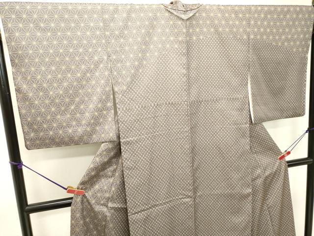 平和屋着物●訪問着 花織 麻の葉文様 格子 京都きもの友禅扱い 正絹 逸品 DAAR4446tw
