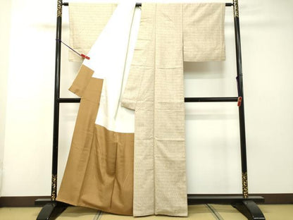 平和屋着物●上質な紬　変わり格子　正絹　逸品　DAAR4459tw