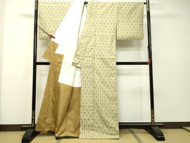 平和屋着物●国指定重要無形文化財　本場久米島紬　手織　十字絣　正絹　逸品　DAAR4461tw