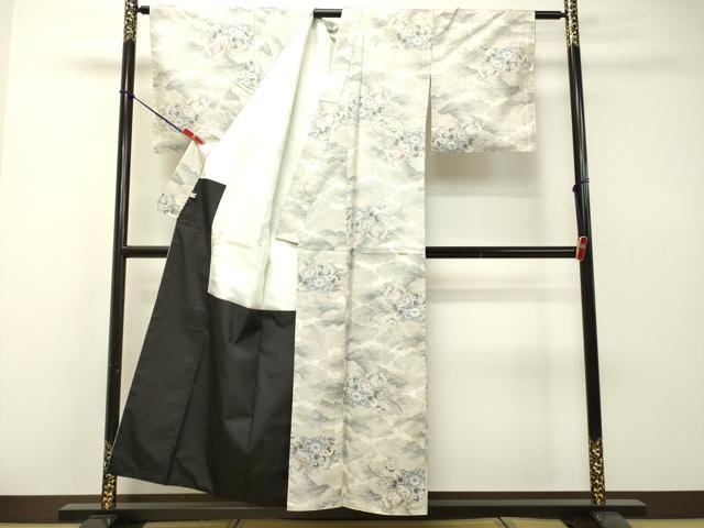 平和屋着物●本場大島紬 白大島 7マルキ 総絣 大勇織物謹製 雲取り草花文 証紙付き 正絹 逸品 DAAR4463tw