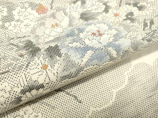 平和屋着物●本場大島紬 白大島 7マルキ 総絣 大勇織物謹製 雲取り草花文 証紙付き 正絹 逸品 DAAR4463tw