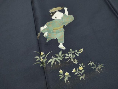 平和屋着物●訪問着 童子草花文 暈し染め 金銀彩 正絹 逸品 未使用 DAAR4495tw